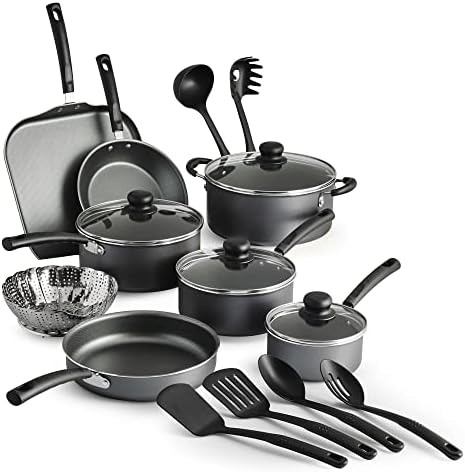 Primaware 18 Piece Non-stick Cookware Set (Color : Gray)