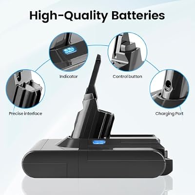 V8 Battery Replacement Compatible with Dyson V8 Animal/Fluffy/Absolute/Motorhead/V8 Plus Cordless SV10 Carbon Fibe Vacuum Cleaner, 80 Minutes Long-Lasting Stable Operation 25.2V Battery