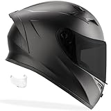 GDM Venom Motorcycle Helmet Full Face (Matte Black - Tinted & Clear Shields, Large)