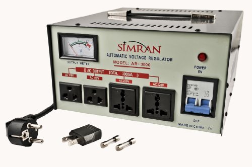 Simran 3000 Watts Heavy Duty 110v/220v/240v Voltage Transformer Converter with Built-in Voltage Regulator Stabilizer, Model AR-3000