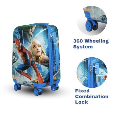 Image of ADSON Abs Kids Trolley 360 Rotating Luggage 360 Degree Wheels Spiderman Non-Breakable 20 Inch Kids Hardsided Suitcase with 4 Wheels, 360 Degree Wheel Travel Trolley Bag (Design 14)