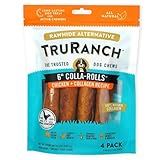 TRURANCH Collagen Rolls - 6" Collagen Rolls for Dogs - Long Lasting Healthy Joint Support Dog Treat - Rawhide Alternative - Skin & Coat Health - Made with Real Chicken, 1 Bag, 4 Count