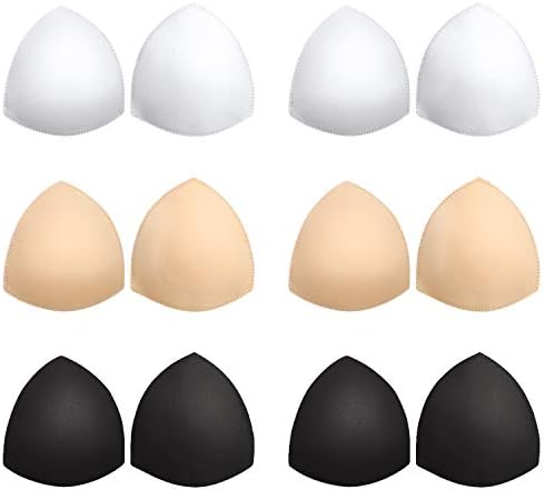 Awpeye Bra Pads Inserts 6 Pairs, Bra Cups Inserts, Removable Breast Enhancers Inserts for Women (Beige, Black, White)
