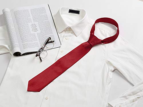 Allegra K Men's Self Tied Neck Solid Wide Plain Classic Formal Prom Necktie One Size Wine Red #TOP4