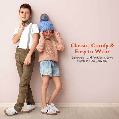 waddle wonder Toddler Slip On Shoes for Boys&Girls, Hook and Loop Walking Tennis School Sneaker for Kids Classic Casual Non-Slip Footwear Black&White2