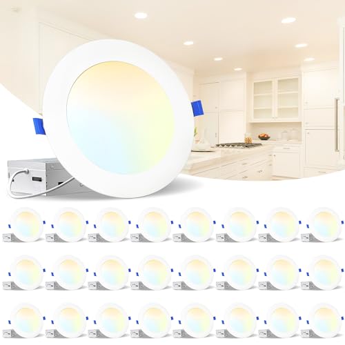 LEDIARY 6 Inch 6CCT LED Recessed Ceiling Light with Junction Box, 24 Pack by LEDIARY - Used condition - US$94.75