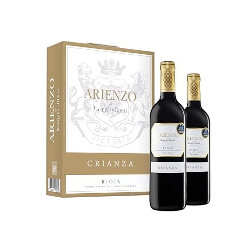 Arienzo de Marqués de Riscal - Vino tinto Crianza Denominación de Origen Calificada Rioja, Variedad Tempranillo, 18 meses en barrica - Estuche 2 botellas x 750 ml