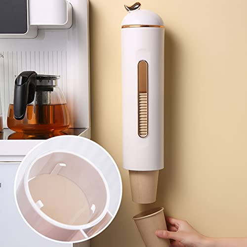 Clinmday Paper Cup Dispenser,Visible Window With Lid Punch-Free Wall Mounted Long Tube Design,Keep Neat Dustproof Home Paper Cup Container Household Accessories,Suitable For Home Office Hospital Gras #TOP4