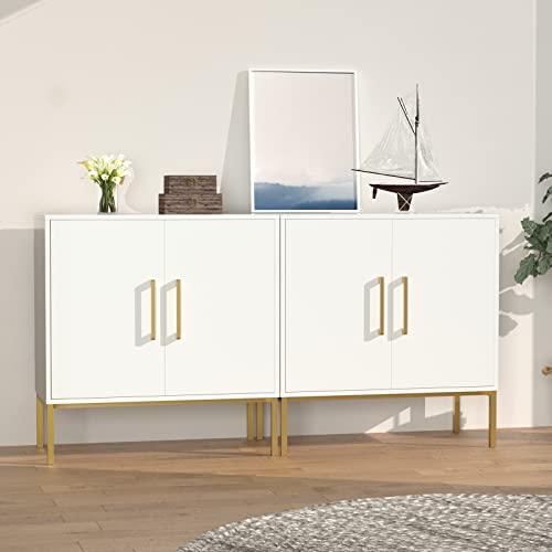 Resom 2 Pack Modern Storage Cabinet With Double Doors, White Sideboard With Adjustable Shelves, Accent Cabinet For Living Room, Bedroom, Home Office And Hallway (White) #TOP11