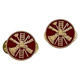 Smith & Warren Red Firefighter Scramble Vertical Ladder on Round Disc with Rope Boarder Gold Finish...