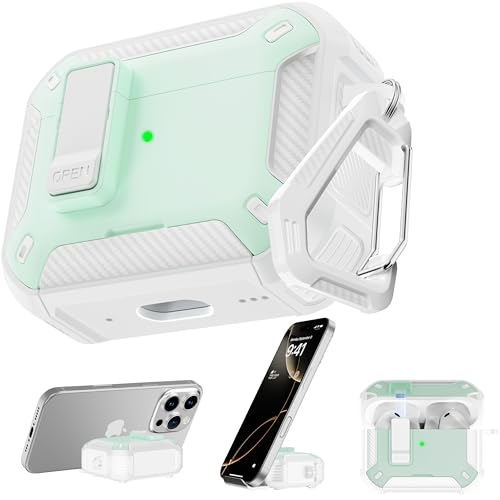 Image of AirPods Pro 3 Case with Safety Lock Phone Stand Magsafe, Mint Green