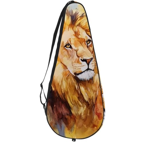 VAPOKF Bolsa de raqueta de tenis con dos leones para raqueta de tenis, funda para raqueta de tenis, con capacidad para hasta 2 raquetas
