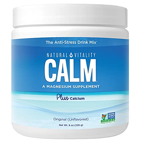 Natural Vitality Calm Magnesium Powder Plus Calcium, Unflavored, 8 Ounces (Package May Vary)