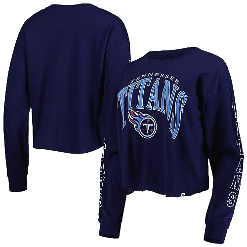 47 Women's Navy Tennessee Titans Skyler Parkway Cropped Long Sleeve T-Shirt