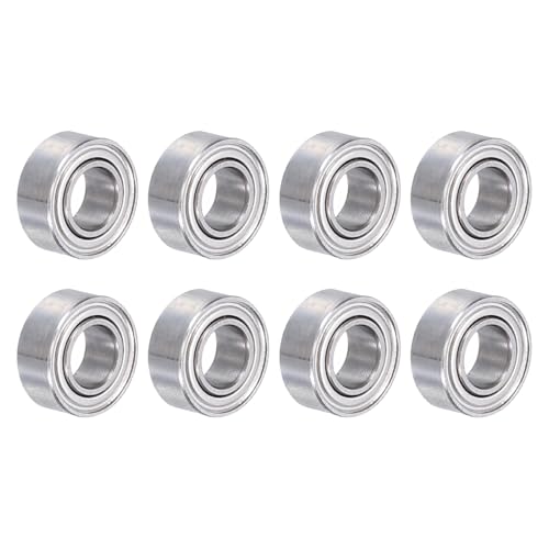 sourcing map 8pcs MR105ZZ Deep Groove Ball Bearings Z2 5 x 10 x 4mm High Carbon Chromium Bearing Steel Double Metal Shielded Precision Bearings, P0 (ABEC 1)