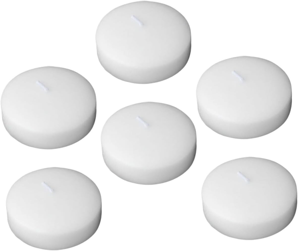 Small Floating Wedding Candles, Unscented Tealight Party Supply, 6pcs Round Decorative Wax Candles for Romantic Dinners and Pool Parties
