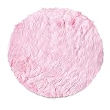 Sourcing Map Lammfell-Teppich für den Innenbereich, weich, flauschig, Teppich für Schlafzimmer, Boden, Sofa, Schrank, Wohnzimmer 90 x 90cm Round hellrosa