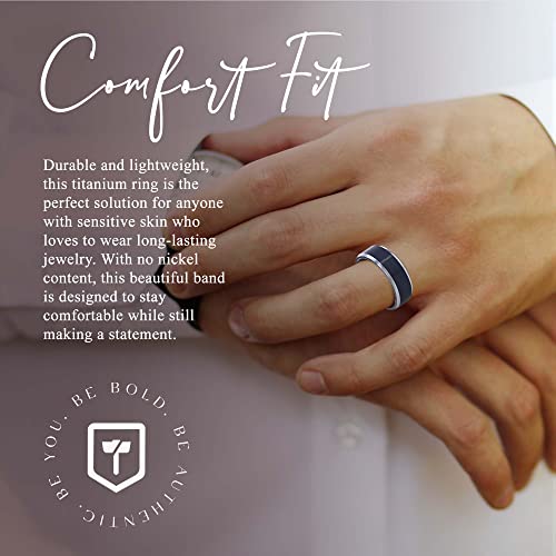 Thorsten Atnos Black Titanium Men's Wedding Band - Men's Ring With Brushed Black Center & Polished Beveled Edges 6Mm Size-11 #TOP4