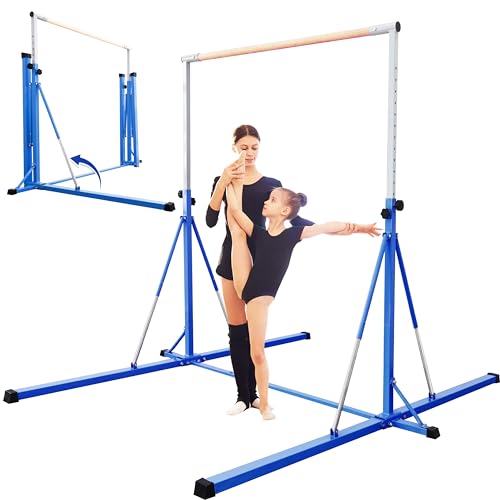 FC FUNCHEER Foldable Gymnastics bar, Gymnastic Bar for Kids Ages 3-20,Gymnastic Kip Bar, 5.3FT/ 8FT Base Length,Adjutable from 35.4