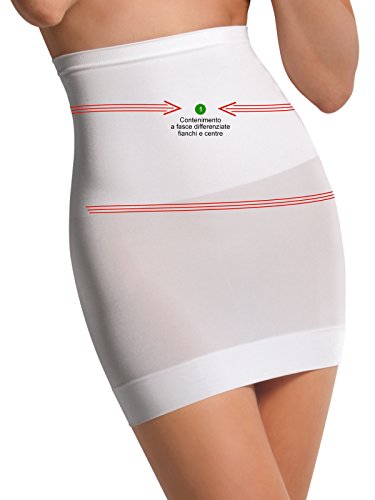 SENSI' Shapewear Damen Miederrock HOHE Taille Unterrock Seamless Mikrofaser nahtlos atmungsaktiv antibakteriell ECO Made in Italy XS S/M M/L L/XL SCHWARZ Weiss BEIGE