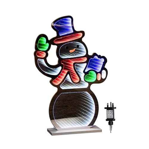 Samuel ALEXANDER 60cm Infinity Light up Standing Snowman Christmas Decoration with Multi-Coloured LEDs on Base