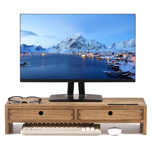 KIRIGEN Solid Wood Stand with 2 Drawers
