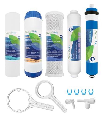 NSF Certified 5 Stage Reverse Osmosis RO Water Filters Replacement Set 100 GPD RO Membrane Standard 10 Inch