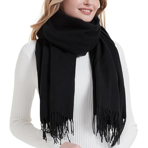 Landisun Scarf for Women-Winter Pashmina-Shawl Wraps Scarf Winter Women Cashmere-Scarf Wedding Scarf-Black Cover
