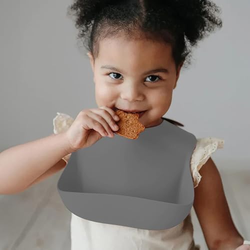 Meleni Baby 2'li Silikon Bebek Beslenme Seti - Vakum Tabanlı Mama Tabağı Ayarlanabilir Mama Önlüğü Antrasit - Görsel 6