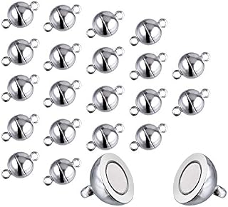 REVEW 20 Packs Round Brass Magnetic Jewelry Clasps for Bracelet Necklace Making Magnet