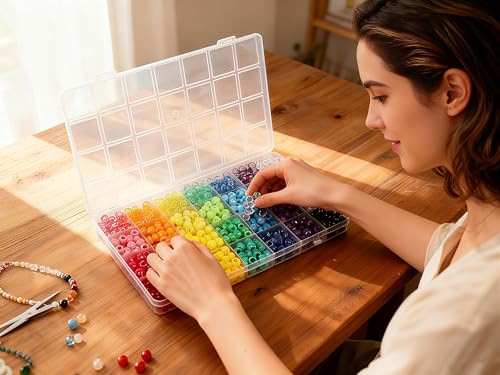 Ywmimn 28 Colors Pony Beads Kit for Bracelets, 700PCS 6x9mm Plastic Kandi Beads Bulk for Jewelry Making - Thumbnail 6