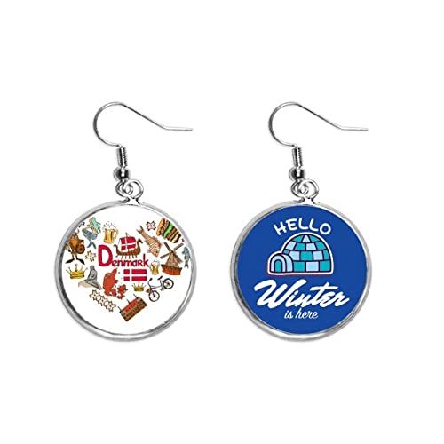 Pendientes de Dinamarca con corazón y bandera nacional joyas colgantes de gota para mujer