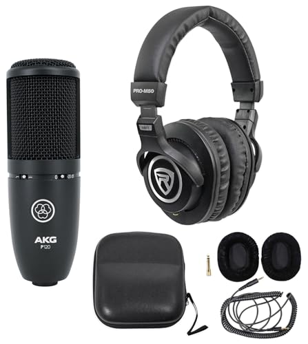 Audiosavings P120+PRO-M50 Bundle: Akg P120 Studio Condenser Recording/Live Streaming Microphone Professional Mic Bundle cover
