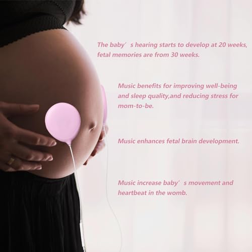 baby bump headphones-prebatal belly speakers for women during pregnancyplay and share music to your babypink