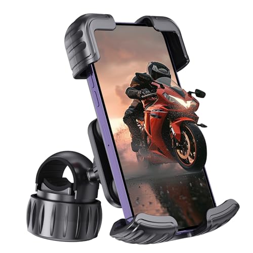aceyoon Bike Cell Phone Holder, Phone Holder for Motorcycle, Bicycle Phone Mount Bike Phone Holder Handlebar Scooter Phone Clip for iPhone Air 17 Pro Max,16 15 Pro Max, More 4.7 to 6.8