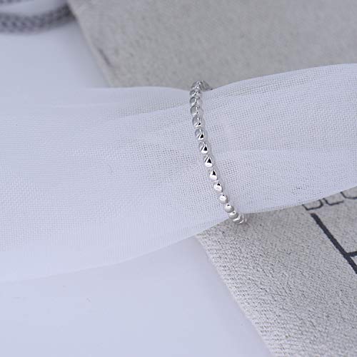 Blossom & Hue Minimal Beaded Ring For Women [Size 7] Teens & Girls [.925 Sterling Silver] - Delicate Art Deco Bead Band [Hypoallergenic] #TOP6