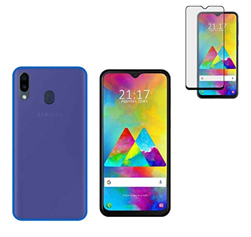 Todobarato24h Funda Compatible con Samsung Galaxy A20e (5.8) Azul TPU Lisa Silicona + Protector Cristal Templado Negro