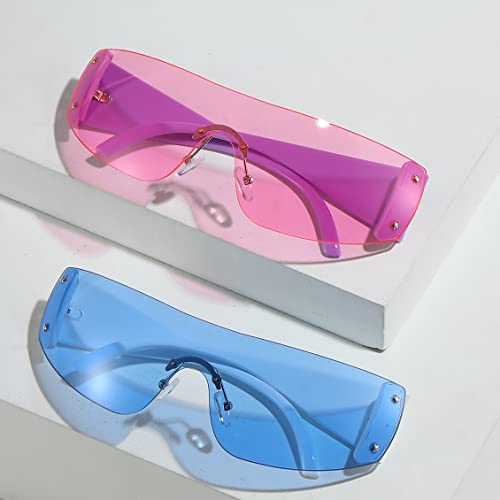 Y2K Sunglasses Rimless Rectangle 2000S Fashion Shield Wrap Around Y2K Glasses4