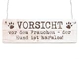 Holzschild mit Drahtaufhängung