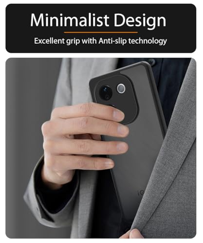 Image of WOW IMAGINE Translucent Hybrid Back Case Cover for iQOO Z9s Pro 5G | Vivo T3 Pro 5G Smoked Matte Back | Shock Proof 360 Degree Protection | Protective Hard Case - Matte Black