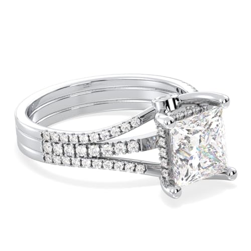 Certified 1.7 - 2.04 Carat Moissanite Engagement Ring for Women, VVS1 Clarity, D Color, 925 Sterling Silver 18K White Gold Rhodium Plating Solitaire Bridal Ring for Wedding, Anniversary, Mother’s Day3