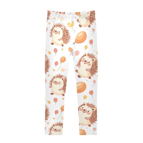 Hedgehog Balloon Girls Leggings,Workout Leggings for Girls Toddler Athletic Legging Size for 3-10T