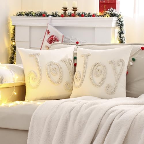 Tosleo-Christmas-Pillow-Covers-Beige-Christmas-Joy-Throw-Pillow-Cover-18-x-18-inch-Set-of-2-Christmas-Party-Decor-Winter-Holiday-Embroidery-Cushion-Case-for-Sofa-Couch-Bed-Living-Room Tosleo Christmas Pillow Covers Beige Christmas Joy Throw Pillow Cover 18 x 18 inch Set of 2 Christmas Party Decor Winter Holiday Embroidery Cushion Case for Sofa Couch Bed Living Room