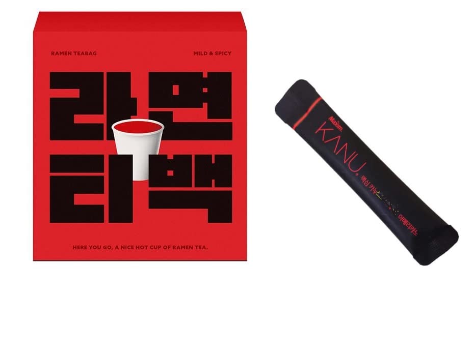 Paquete de elefante JoseonGot Bolsa de té de ramen coreano, bolsa de té de sopa ramen, suave 8EA + 8EA picante + café Kanu americano en barra 1ea