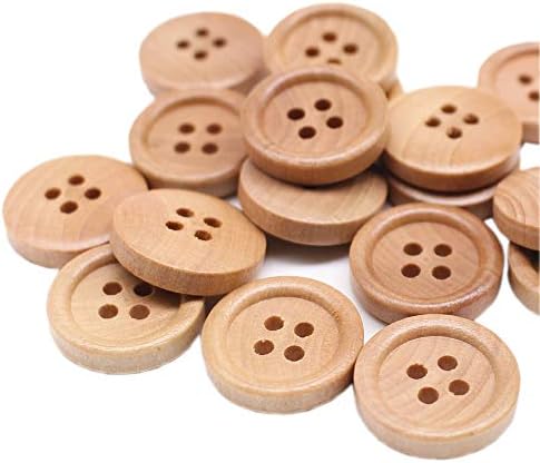 YaHoGa 50pcs 15mm (About 3/5 inch) Wood Buttons Small Natural Wooden Buttons for Sewing Children Sweater Crafts Bulk