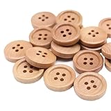 YaHoGa 30pcs 20mm (4/5 inch) Wood Buttons Natural Wooden Buttons for Sewing Children Sweater Crafts...