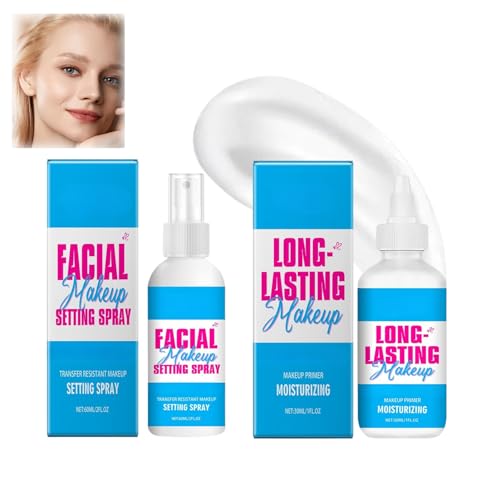The Face Glue Gripping Primer & Makeup Setting Spray,24H Long Lasting Makeup Primer for Hydrating Base and Skin Care,The Face Glue Fixing Setting Spray for Matte Finish and Oil-control, Duo Bundle