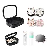 Chris-Wang Cute Contact Lens Case Travel Kit Portable Contact Case Container with Mirror, 2 Contact Lens Box, Applicator, Bottle, and Tweezers Included(Fox)