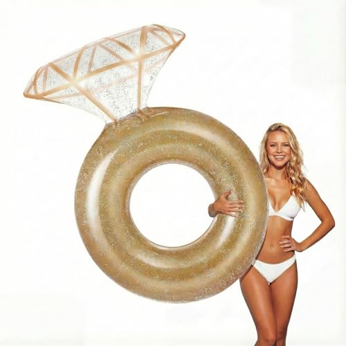 Zeraty Inflatable Pool Float Diamond Ring for Adults, Glitter Bachelorette Party Wedding Decorations Bridal Shower Gifts, Engagement Photo Prop, Swim Tube Beach Backyard Pool Lounging Supports 265 lbs by Zeraty - Used condition - CA$15.06