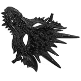 OUNONA Maschera di Drago Nero in Plastica Riutilizzabile e Confortevole per Feste e Carnevali, per Cosplay e Mascherate a Tema Animale